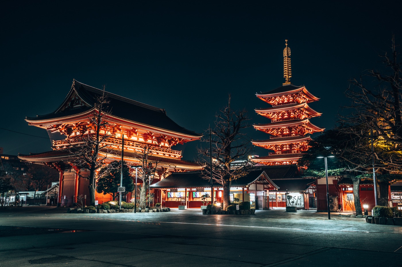 Sensō-ji Tempel in Asakusa, Tokio, Japan bei Nacht